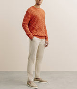 Pull col rond à torsade orange foncé - IZAC