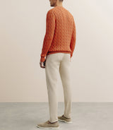 Pull col rond à torsade orange foncé - IZAC