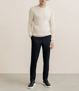 Pull col rond en soie beige clair - IZAC