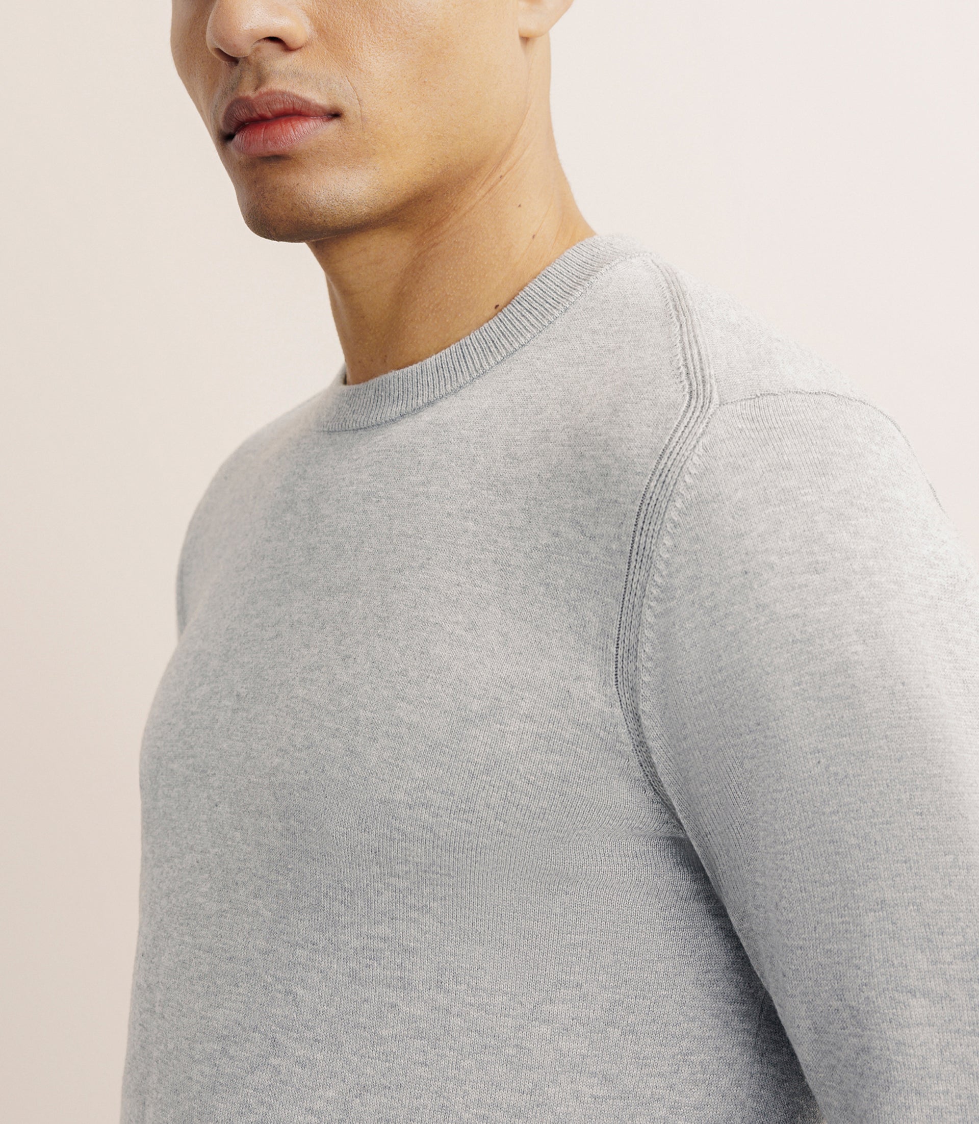 Pull col rond en soie gris chiné - IZAC