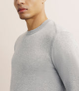 Pull col rond en soie gris chiné - IZAC