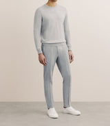 Pull col rond en soie gris chiné - IZAC