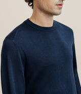 Pull col rond en soie marine - IZAC