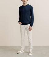 Pull col rond en soie marine - IZAC