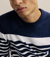 Pull col rond marinière marine - IZAC