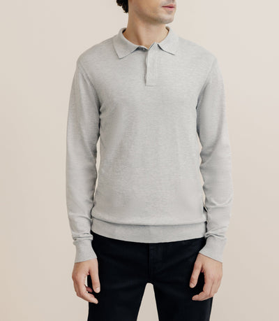 Pull col polo gris chiné - IZAC