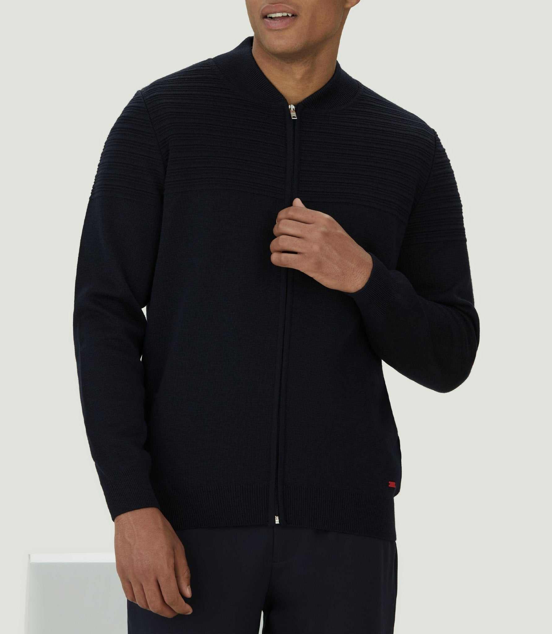 Gilet zippé col teddy marine "Lawson" - IZAC
