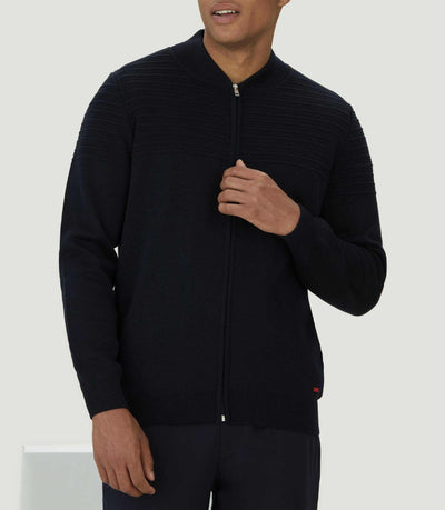 Gilet zippé col teddy marine "Lawson" - IZAC