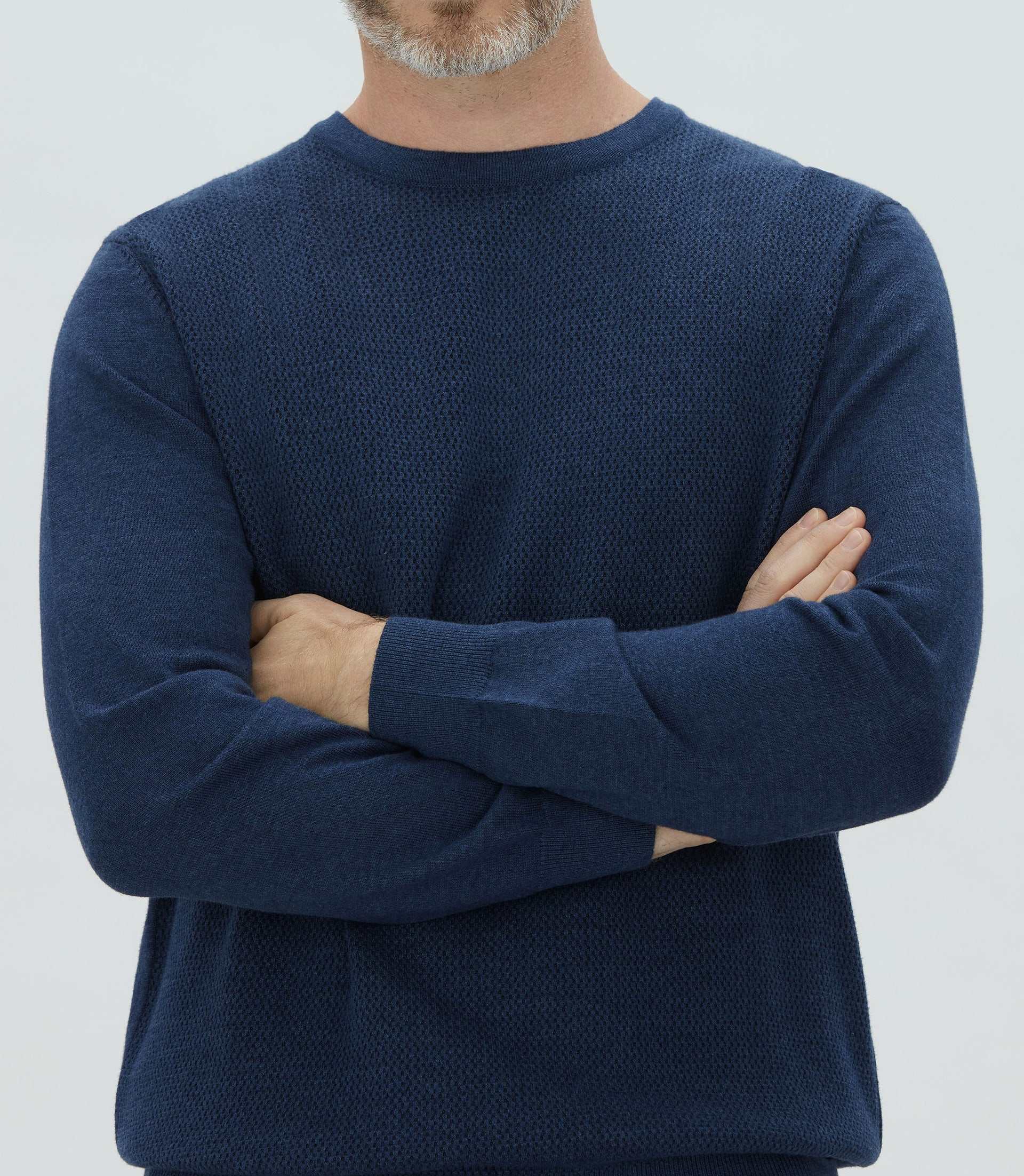 Pull col rond fantaisie bleu "Leandre" - IZAC