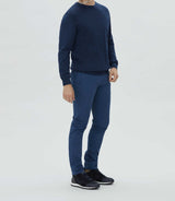 Pull col rond fantaisie bleu "Leandre" - IZAC