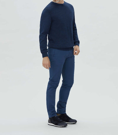 Pull col rond fantaisie bleu "Leandre" - IZAC