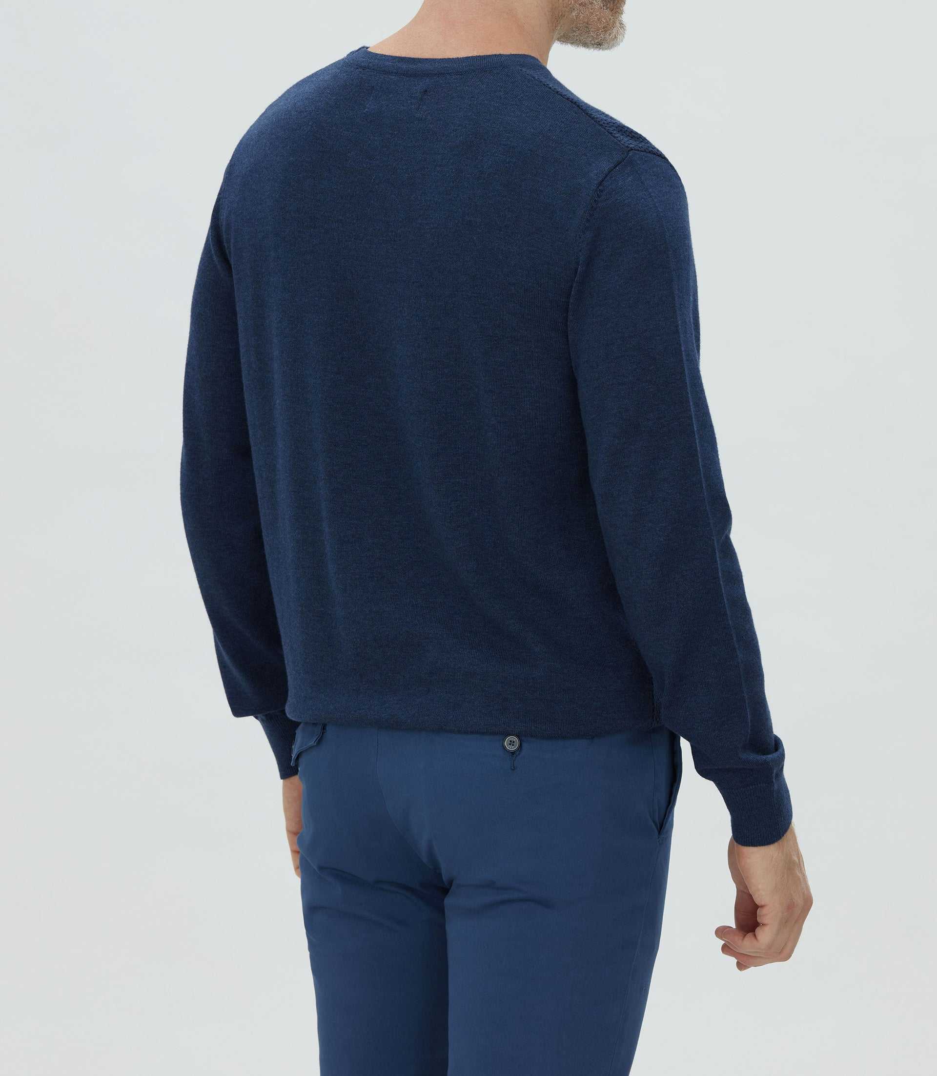 Pull col rond fantaisie bleu "Leandre" - IZAC