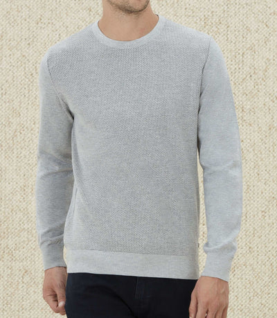 Pull col rond fantaisie gris "Leandre" - IZAC