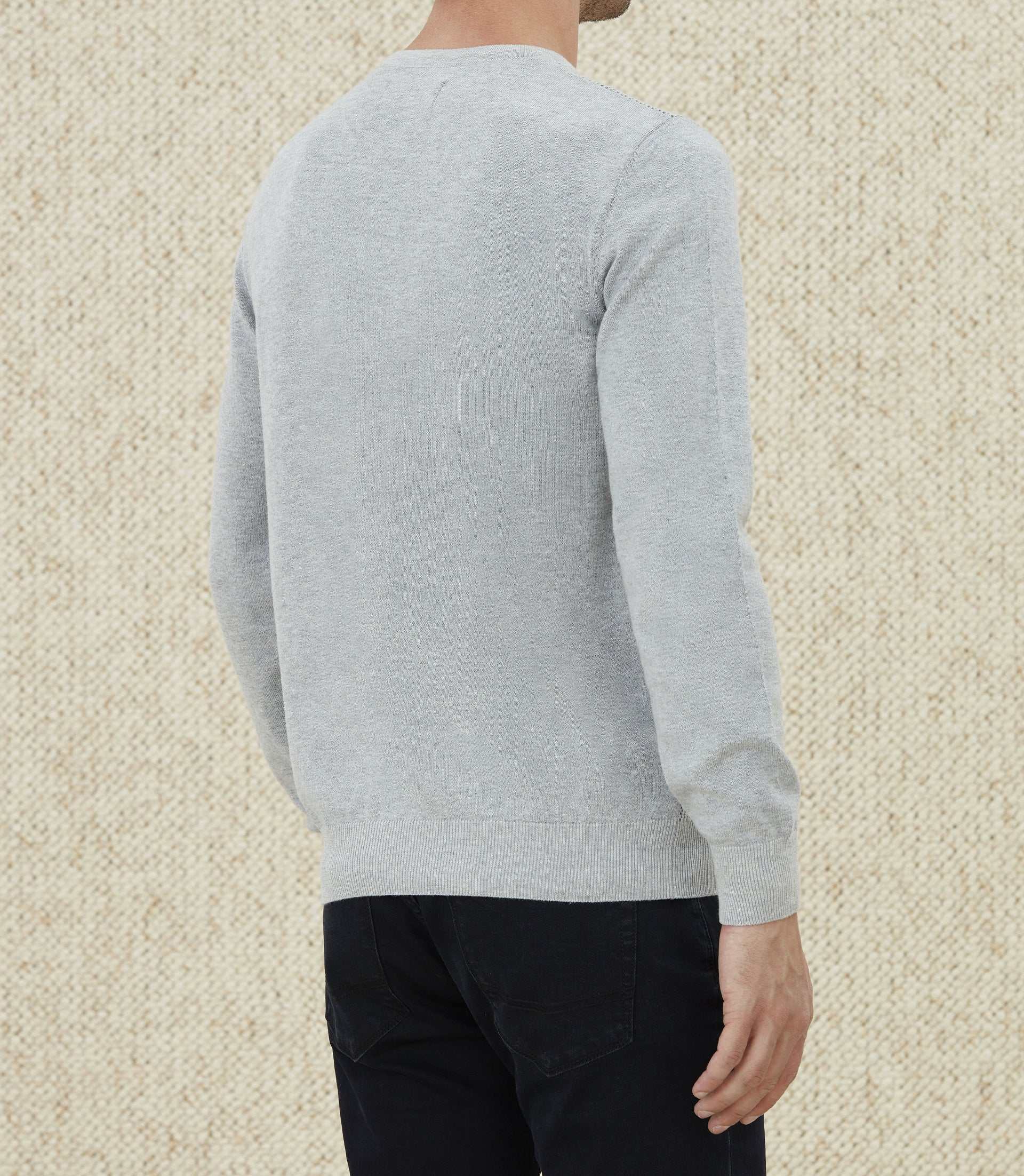 Pull col rond fantaisie gris "Leandre" - IZAC