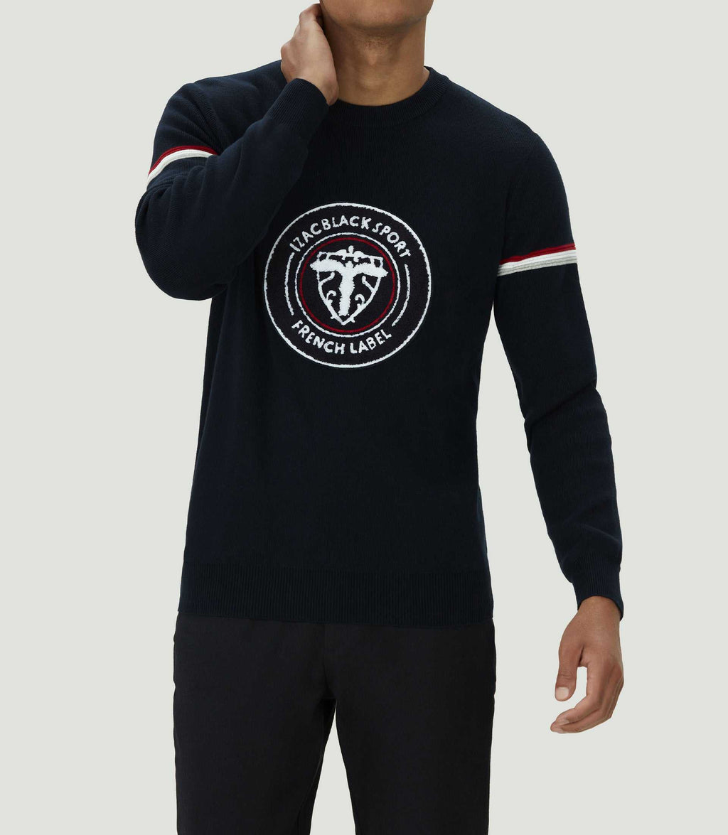 Pull col rond en coton marine "Leito" - IZAC