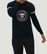 Pull col rond en coton marine "Leito" - IZAC