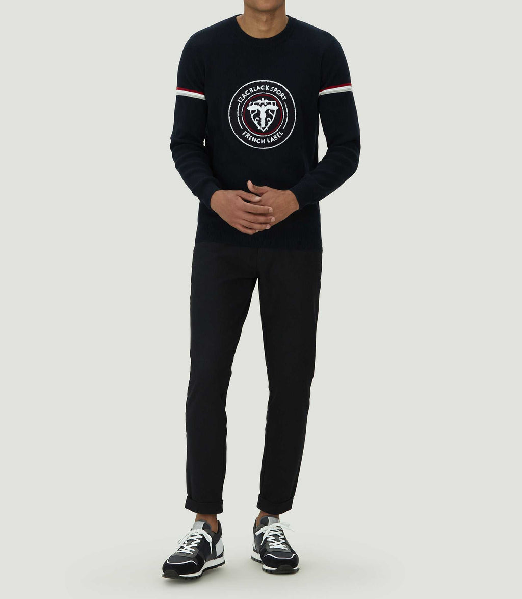 Pull col rond en coton marine "Leito" - IZAC