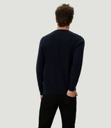 Pull col rond à empiècements marine "Lenna" - IZAC