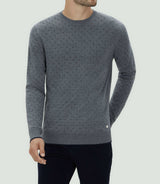 Pull col rond gris motif all over "Lise" - IZAC