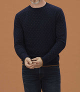 Pull col rond marine motif all over "Lise" - IZAC