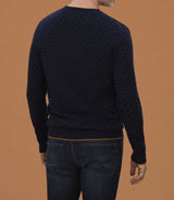 Pull col rond marine motif all over "Lise" - IZAC