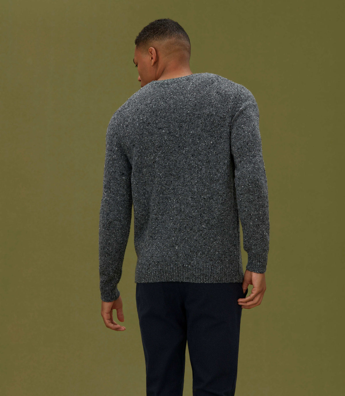Pull col rond fantaisie gris "Loic" - IZAC