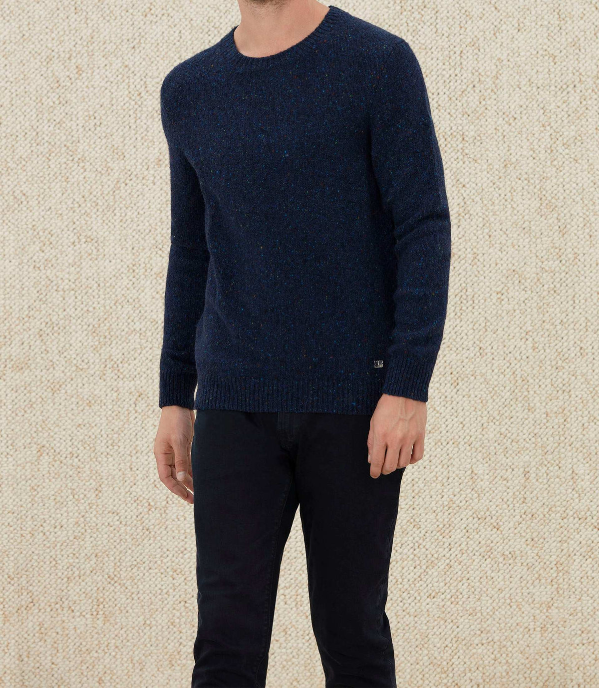 Pull col rond fantaisie marine "Loic" - IZAC