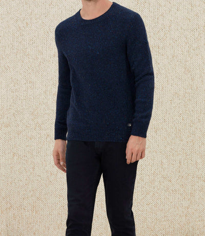 Pull col rond fantaisie marine "Loic" - IZAC