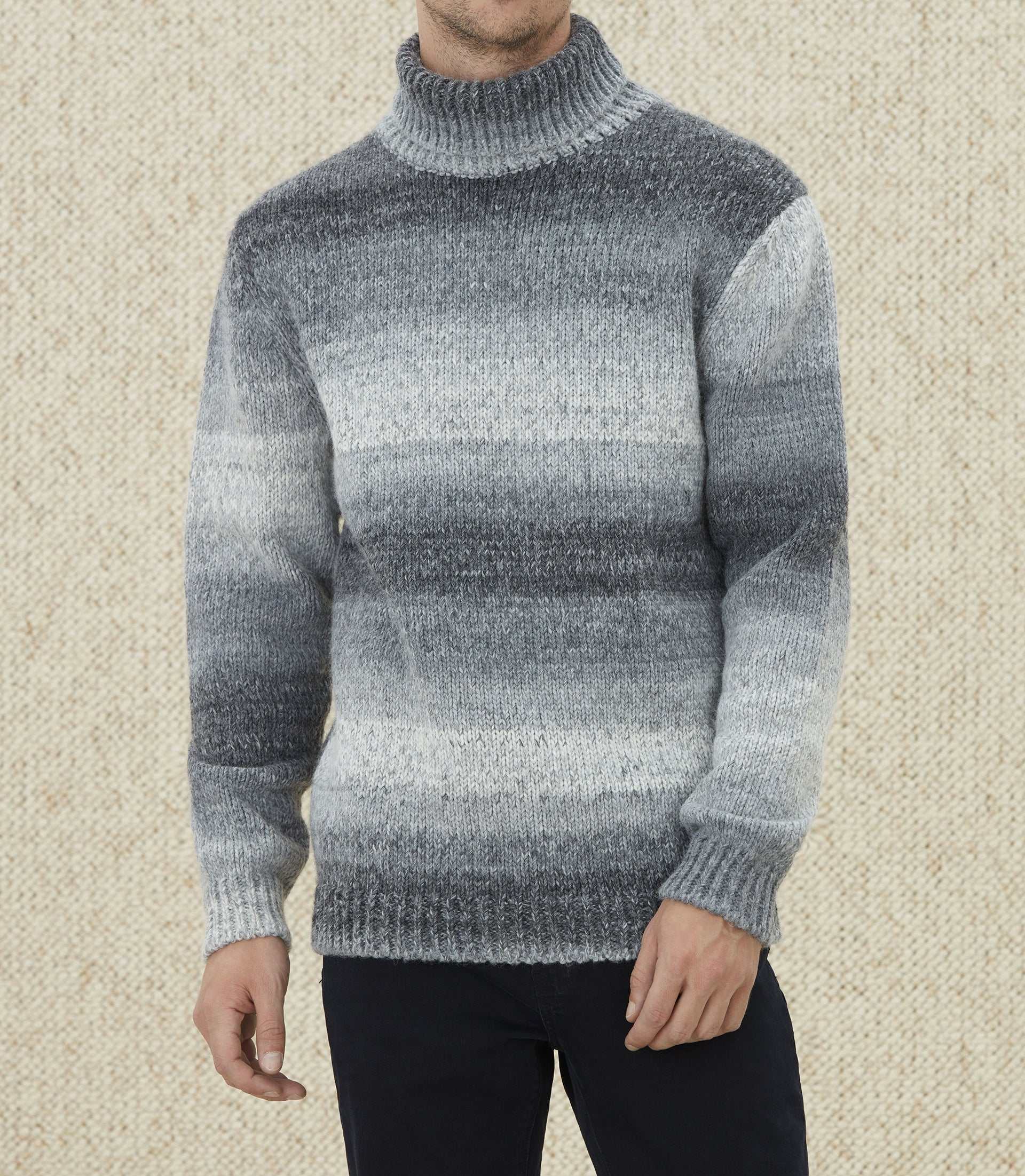 Pull col roulé imprimé gris "Lord" - IZAC