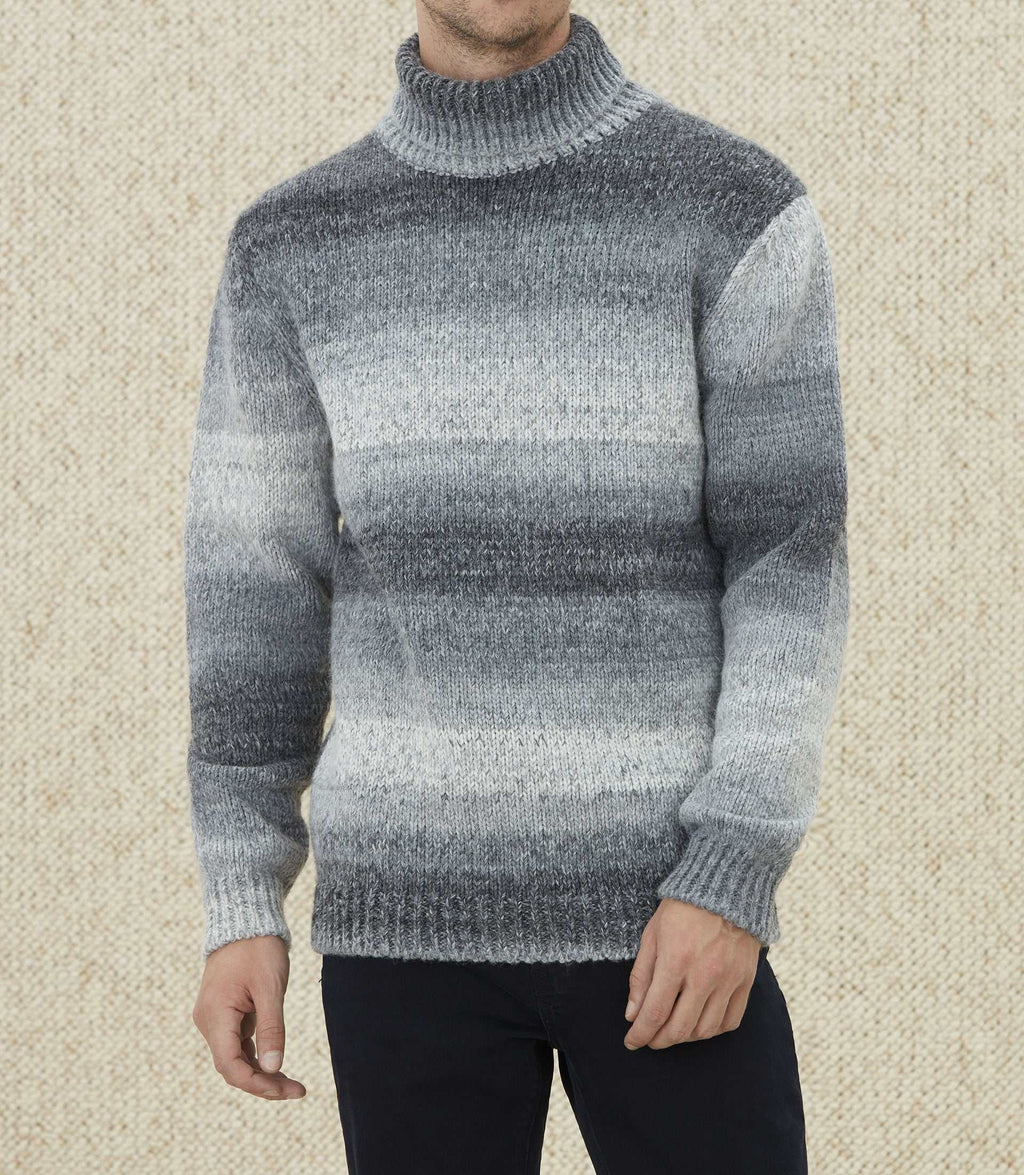 Pull col roulé imprimé gris "Lord" - IZAC
