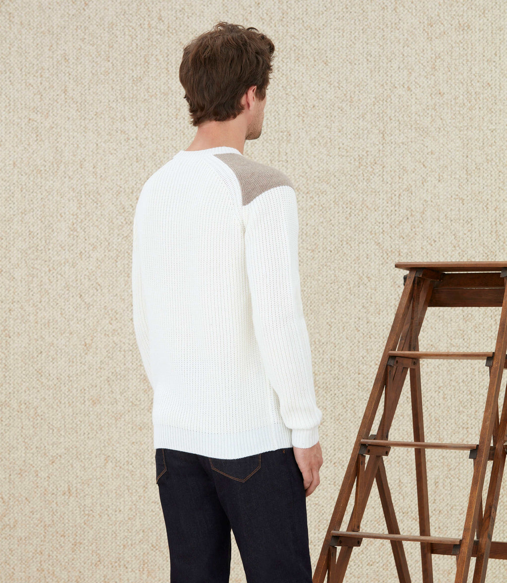 Pull à empiècements écru "Lucas" - IZAC