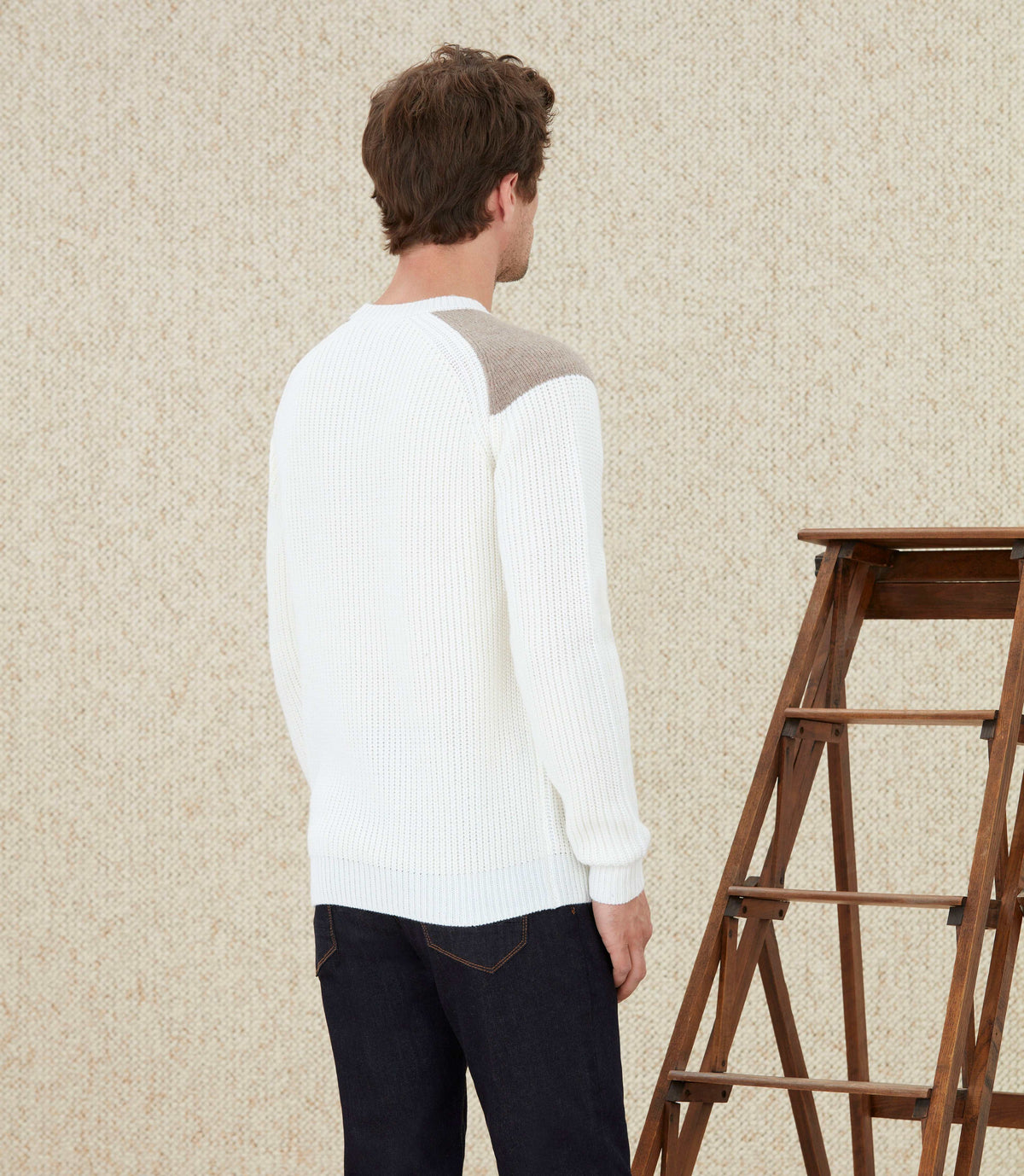 Pull à empiècements écru "Lucas" - IZAC