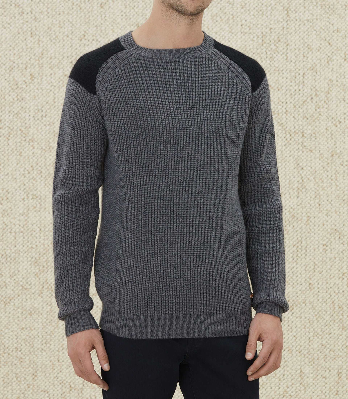 Pull à empiècements gris "Lucas" - IZAC