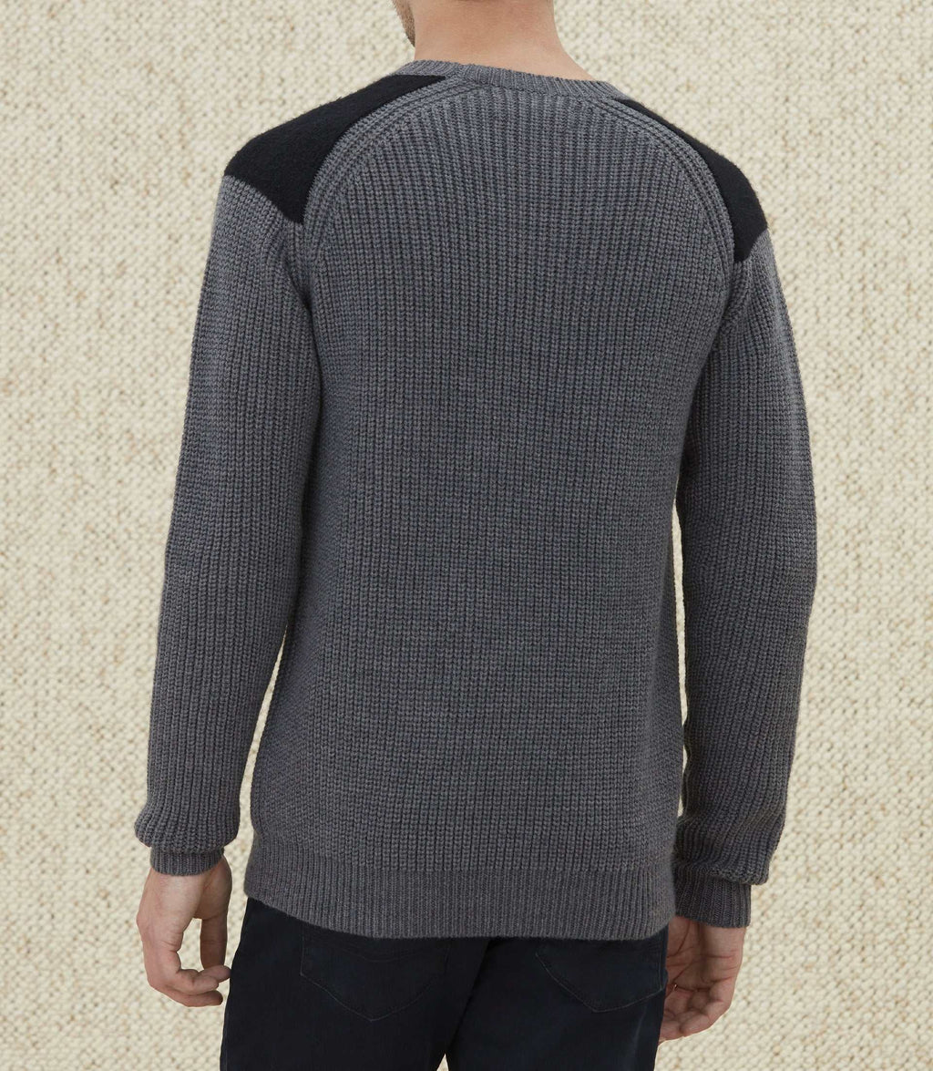 Pull à empiècements gris "Lucas" - IZAC