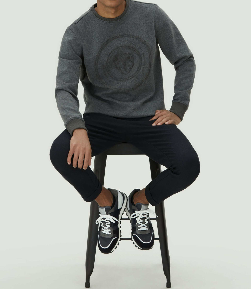 Sweat col rond imprimé marine "SWlaurik" - IZAC