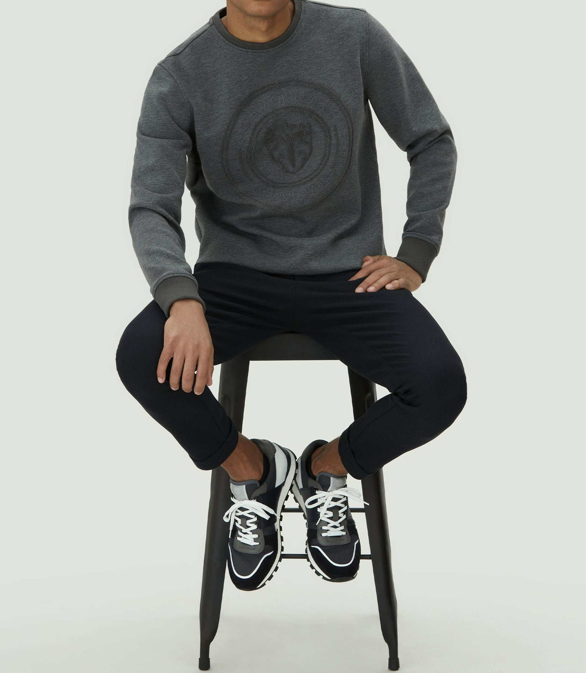 Sweat col rond imprimé marine "SWlaurik" - IZAC