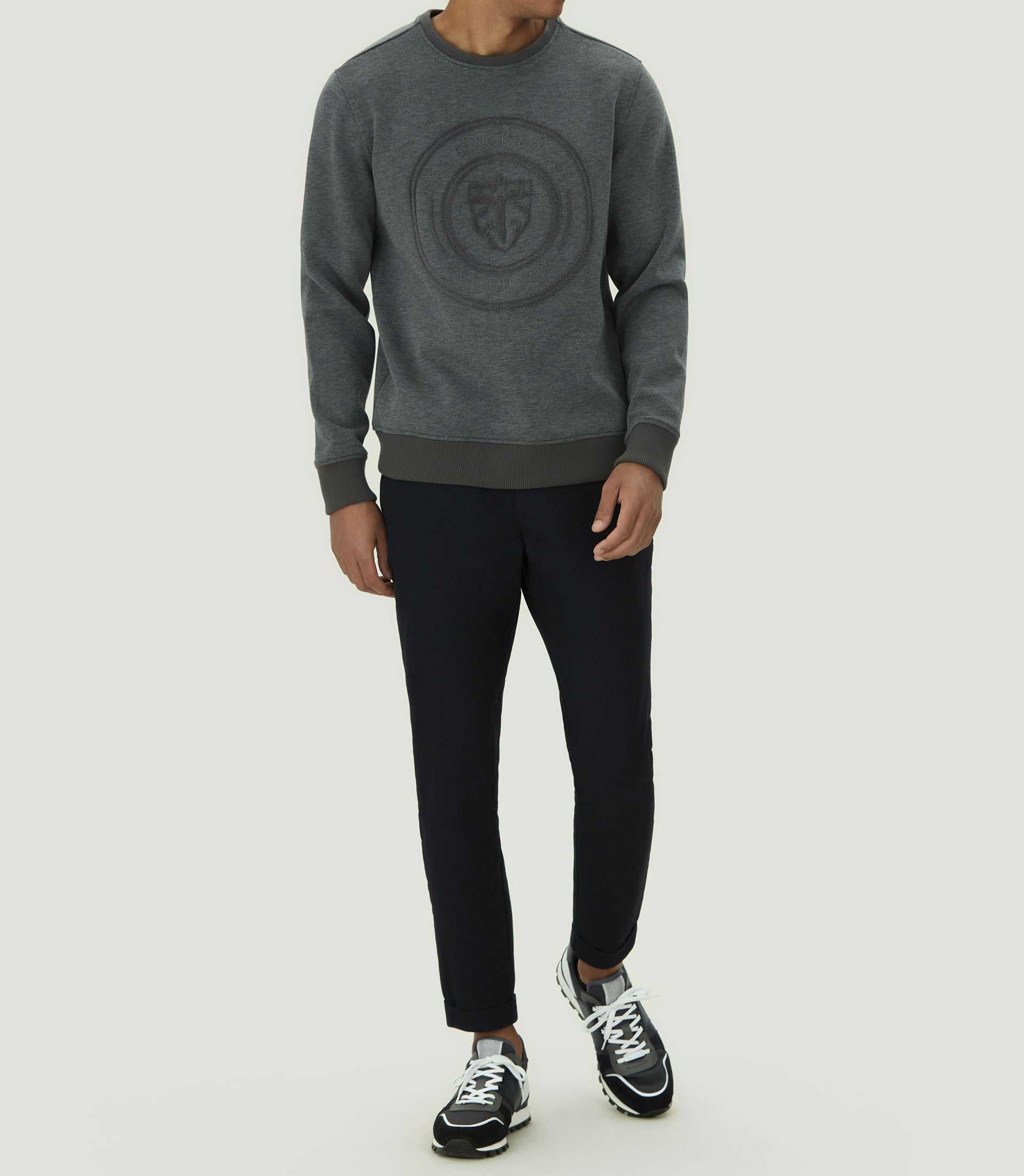 Sweat col rond imprimé marine "SWlaurik" - IZAC