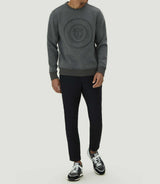 Sweat col rond imprimé marine "SWlaurik" - IZAC