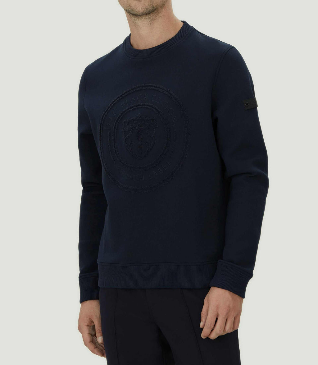Sweat col rond imprimé marine "SWlaurik" - IZAC