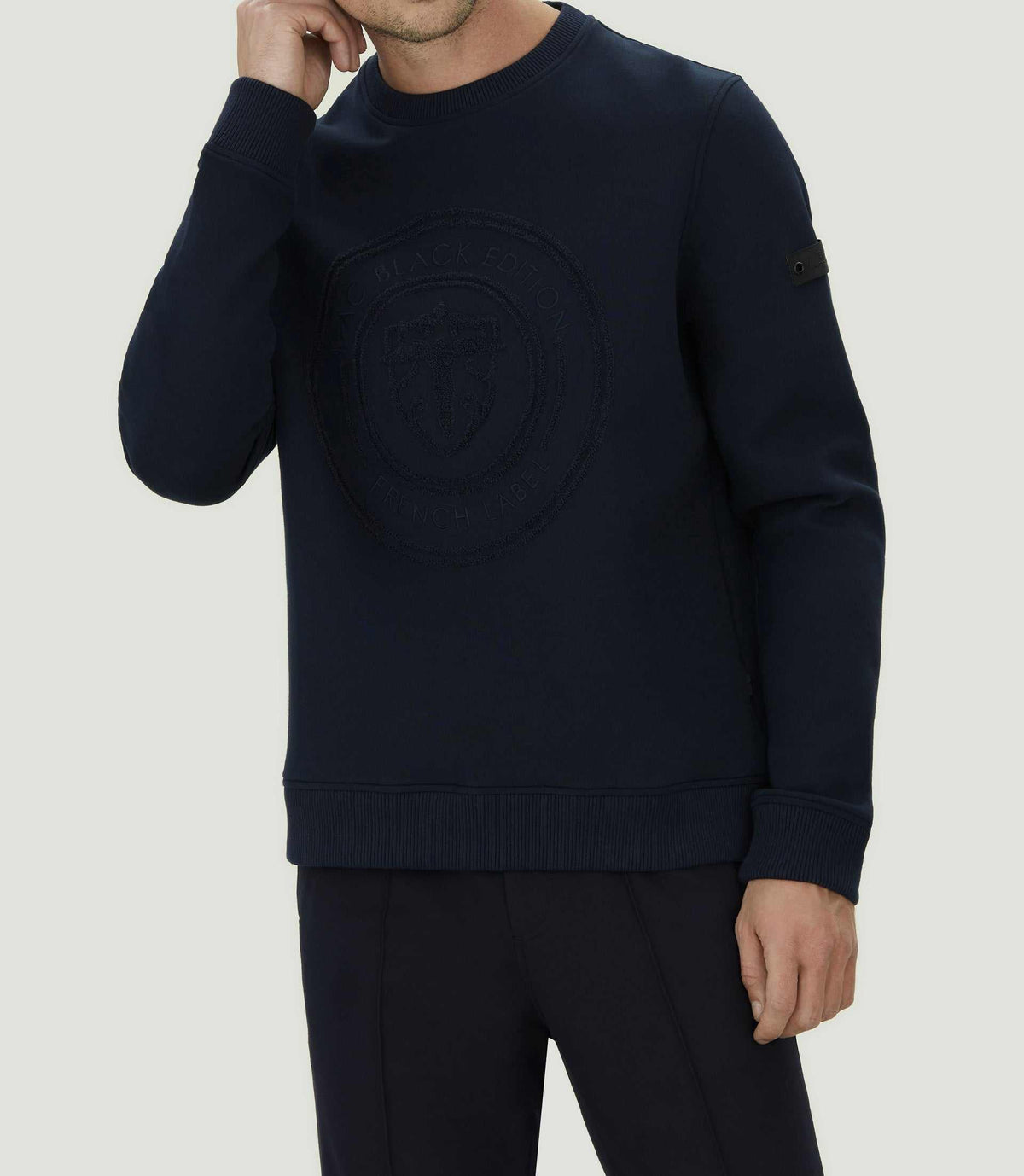 Sweat col rond imprimé marine "SWlaurik" - IZAC