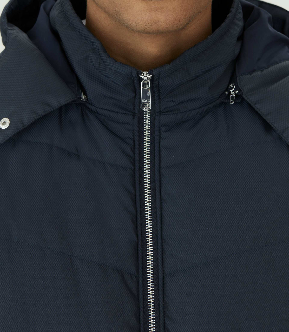 Sweat zippé à capuche bi - matière marine "SWleonard" - IZAC