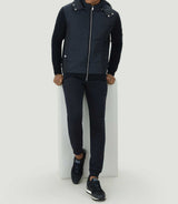 Sweat zippé à capuche bi - matière marine "SWleonard" - IZAC