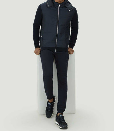 Sweat zippé à capuche bi - matière marine "SWleonard" - IZAC