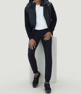 Sweat zippé à capuche bi - matière marine "SWleonard" - IZAC