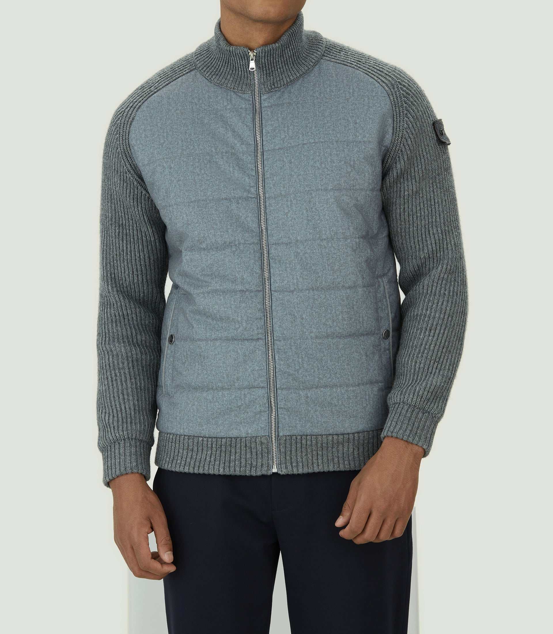 Sweat zippé col montant gris chiné "SWlestat" - IZAC