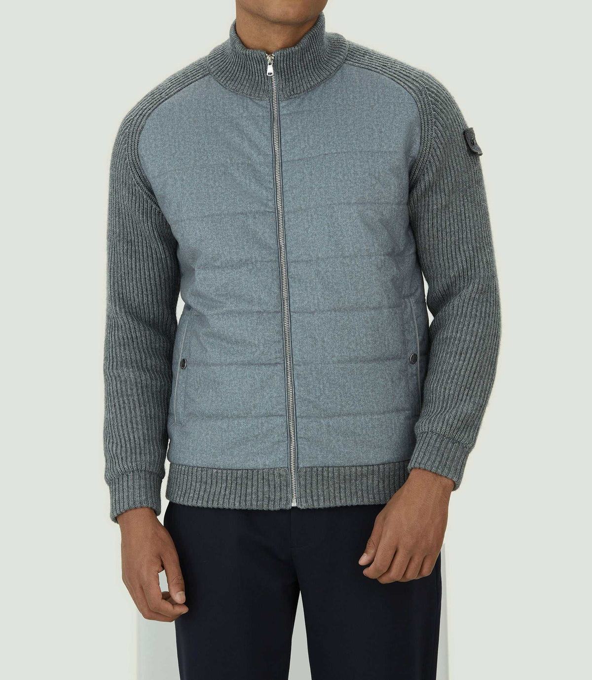 Sweat zippé col montant gris chiné "SWlestat" - IZAC