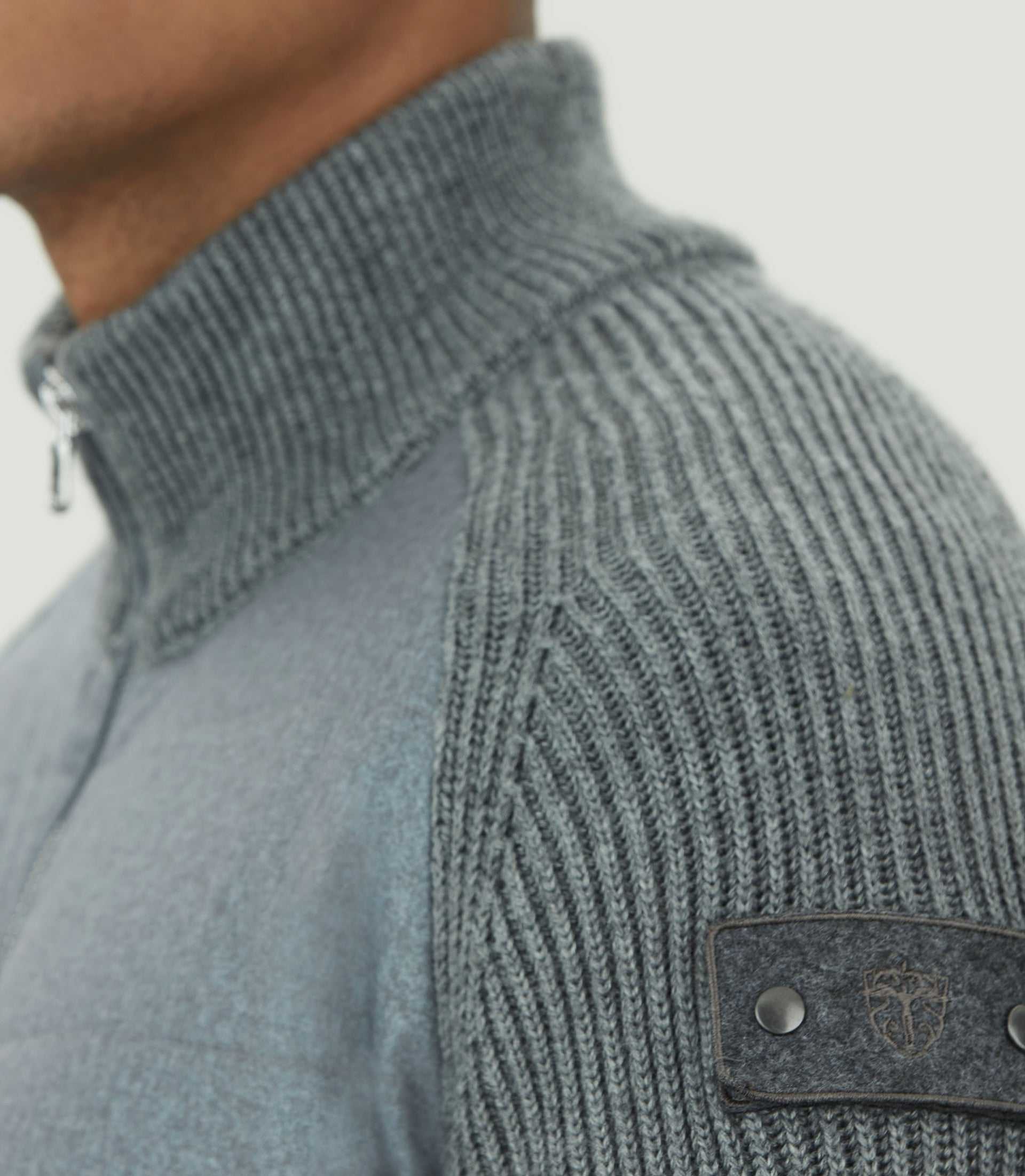 Sweat zippé col montant gris chiné "SWlestat" - IZAC