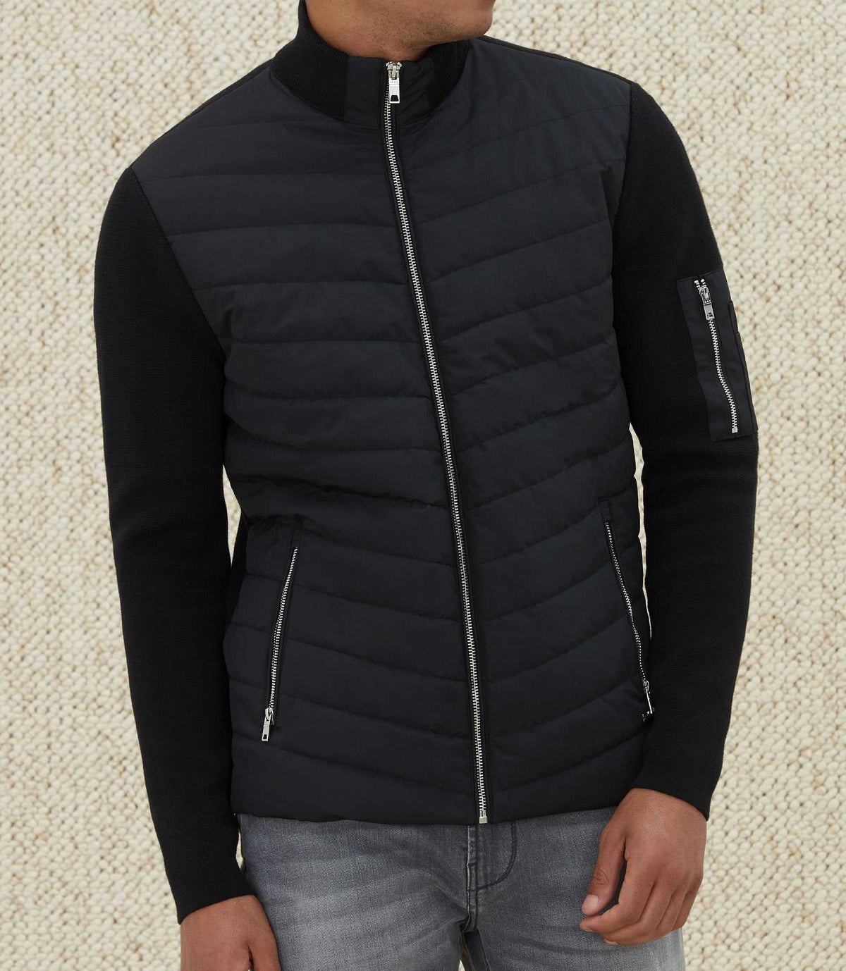 Sweat zippé col montant noir "SWlionel" - IZAC