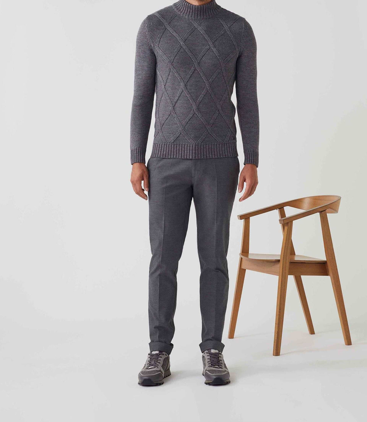 Pull col montant laine gris "Simeo" - IZAC