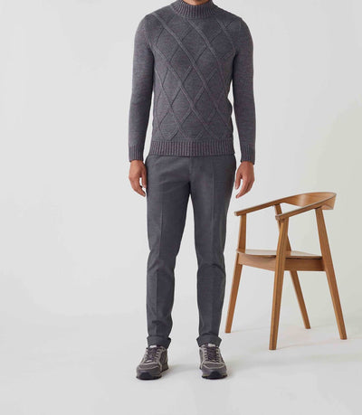 Pull col montant laine gris "Simeo" - IZAC